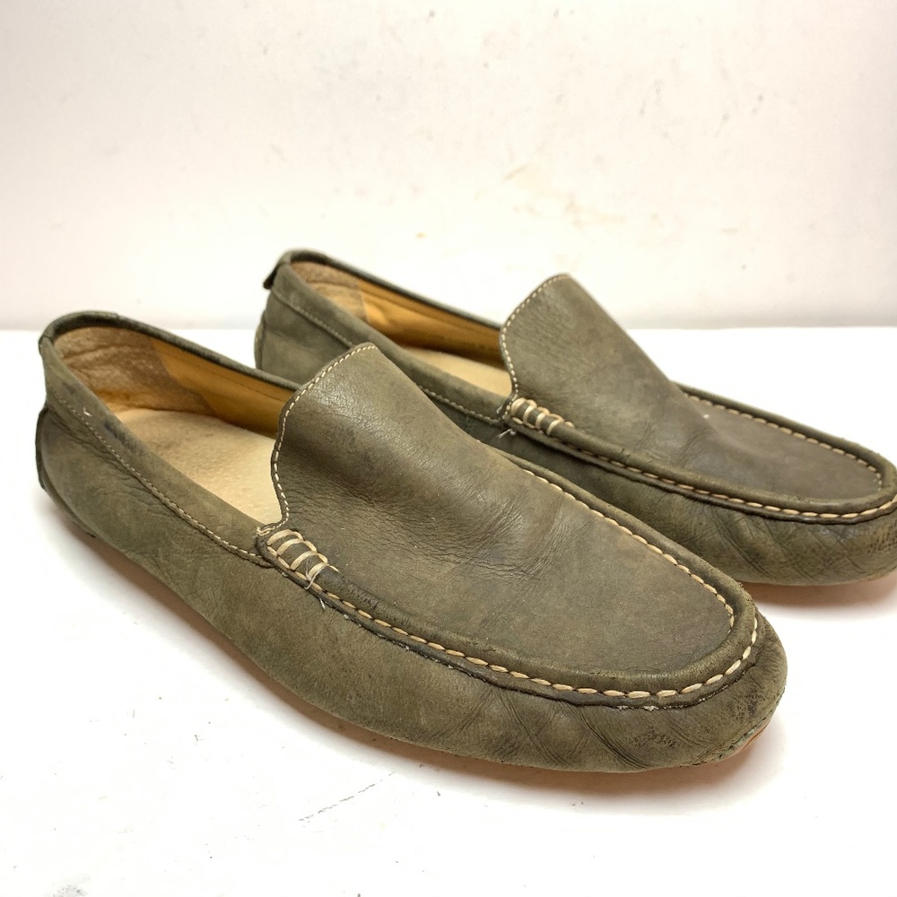 COLE HAAN Olive Green Leather Loafers Shoes sz 10